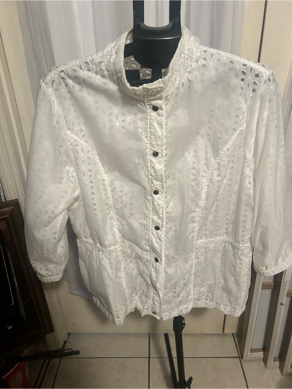 Chico's White Eyelet Button-Front Blouse